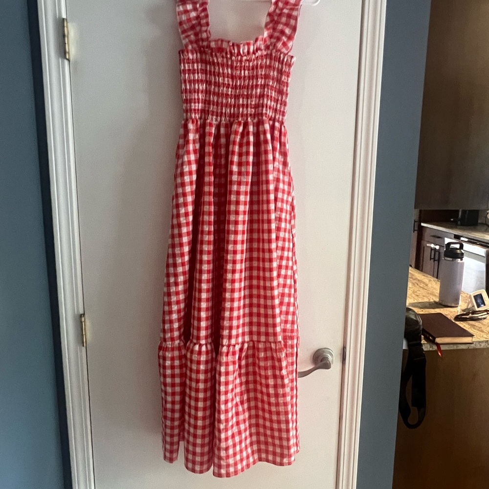 Red and White Gingham Maxi Dress